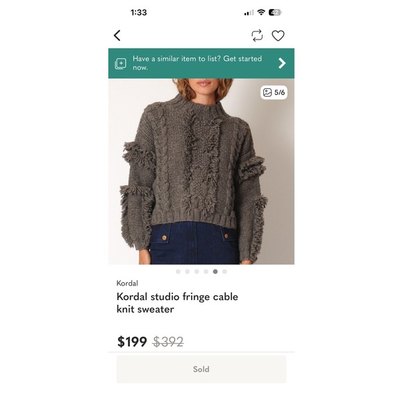 Kordal Chunky Knit Highland Wool Fringe Sweater Cream Cable Knit M NWT - Picture 15 of 16